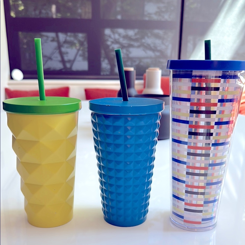 THREE Starbucks Tumbler Set with Straws